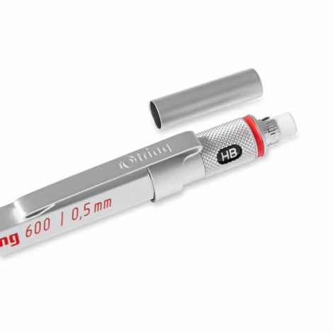 Ołówek automatyczny rOtring 600 metalowy 0.5mm, srebrny - 2